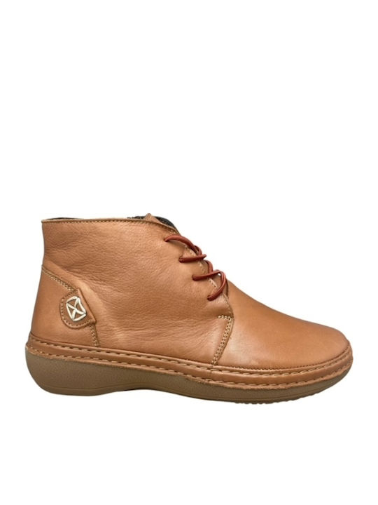 Leder Stiefeletten Damen Tabac Braun