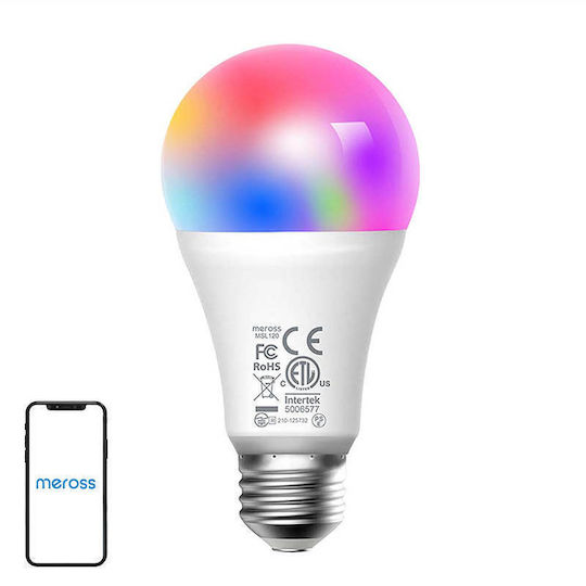 Meross Smart Λάμπα LED 9W για Ντουί E27 και Σχήμα A19 RGB 810lm Dimmable