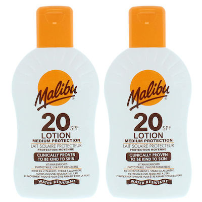 Malibu Waterproof Sunscreen Lotion SPF20 2x200ml