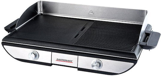 Gastroback Tischplatte Elektrogrill Glatte und Geriffelte Platte 2300W mit einstellbarem Thermostat