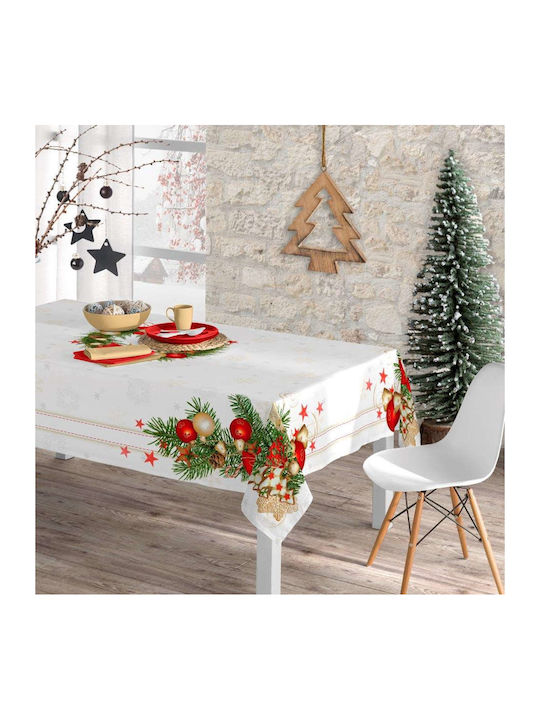 Τραπεζομάντηλο Χριστουγεννιάτικο Xmas Bells Εκρού 140 X 140 Cm