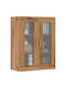 Wall Living Room Display Cabinet made of Particleboard with Glass Brown 69.5x34x90cm