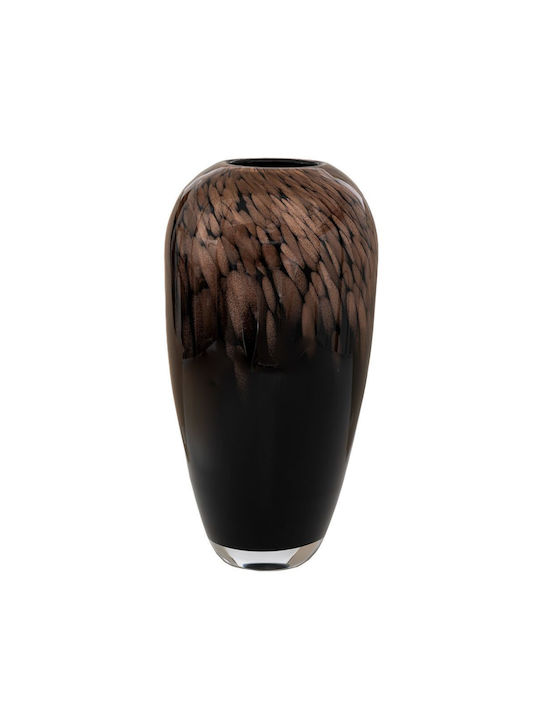 Black Glass Vase with Golden Hues 30cm