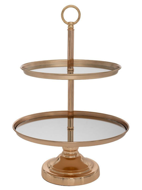 Iliadis Μεταλλική Εταζέρα 2 Ορόφων Χρυσή Ø30xY43.5cm Π25xΜ43.5xΥ43.5cm