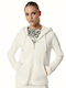 Women's Sweatshirt Jacket Hooded White