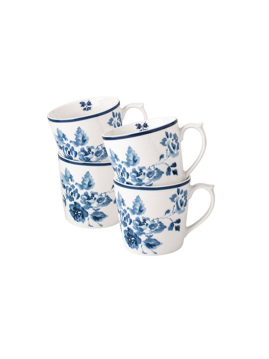 Laura Ashley Cană din Porțelan Albastru 320ml 4buc