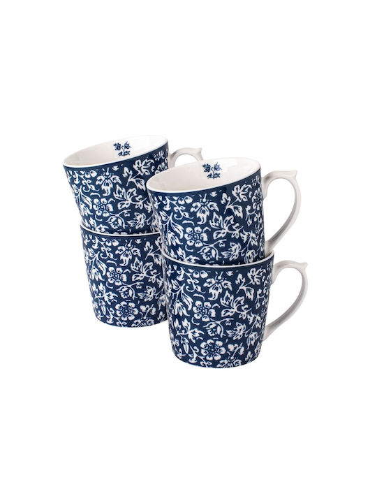 Laura Ashley Κούπα από Πορσελάνη σε Διάφορα Σχέδια Μπλε 320ml (Διάφορα Σχέδια) 4τμχ