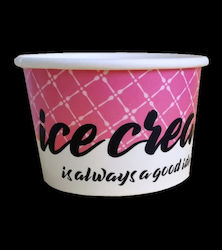 Bol de hârtie roz pentru înghețată 140ml Ø7.6xh4.8cm Pachet de 50 "Icecream" Tefaco 004047