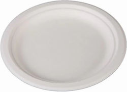 Flacher runder Teller Zuckerrohr Weiß Ø26cm Packung mit 50 Stück Tefaco 516243