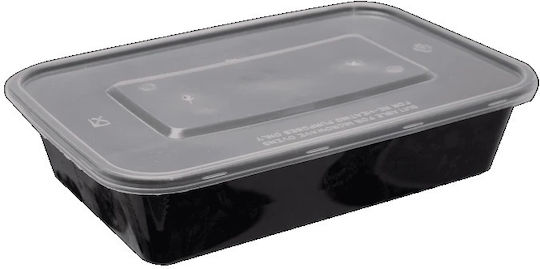 Σκεύος Φαγητού M W Pp 750ml M41 17,3x12xh5,5cm Μαύρο Διάφανο Ίσιο Καπάκι Πακέτο 50τμχ Τefaco 005884