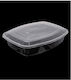 Lebensmittelbehälter M W PP 750ml Schwarz Transparenter gewölbter Deckel 22,4x15,3xh4,2cm Packung mit 50 Tefaco 005525