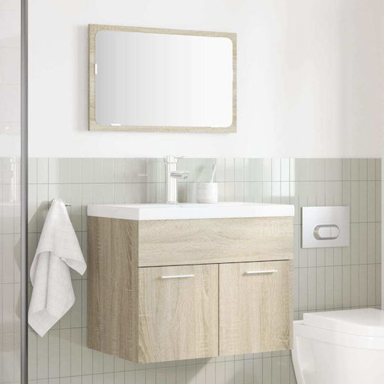 vidaXL Countertop with Sink & Mirror L60xW46xH38.5cm Coffee
