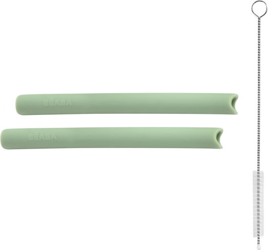 Beaba Sage Green Silicone Straw Training Cup Accessory Set
