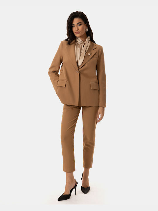 Beige Blazer and Trousers Set