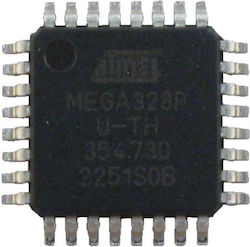 ATMEGA328P-AU 32KB Flash, 1024B EEPROM, 2KB SRAM, 10bit ADC, up to 20MIPS AVR Microcontroller, smd TQFP-32 Ολοκληρωμένο 1τμχ