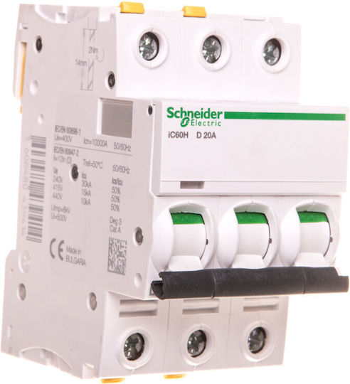 Schneider Electric Adapter Switch 3p D 20a 15ka Ac Ic60h-d20-3 A9f08320