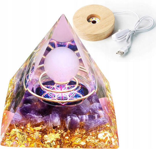 Piramidă Orgonit + Bază Lampă LED 5cm Cristale Amuletă 5cm Hx08