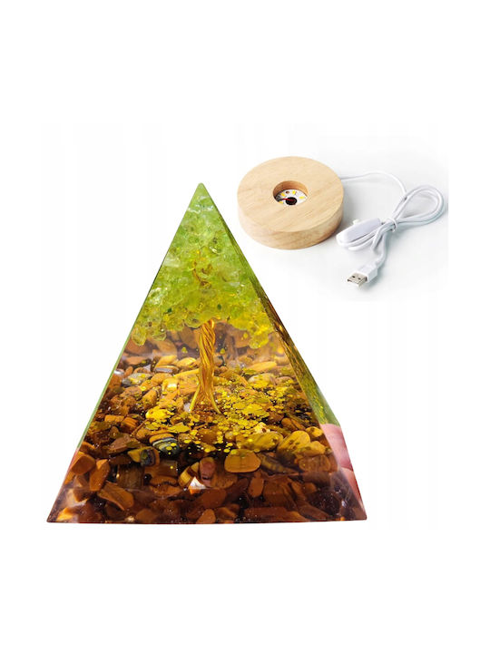 Orgonite Pyramid + Led Lamp Base 5cm Crystal Stones Amulet 5cm Hx02