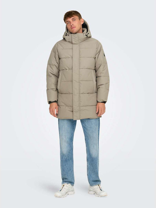 Only & Sons Winter Jacket DESERT TAUPE /MEDIUM ...