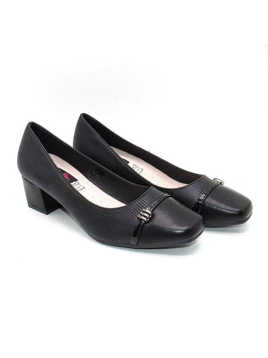 Moenia Synthetic Leather Black Heels JIM