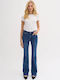High Waist Women's Jean Trousers Flared in Bootcut Fit Medium Blue Wash