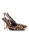 Leder Pumps mit Riemchen Animal Print