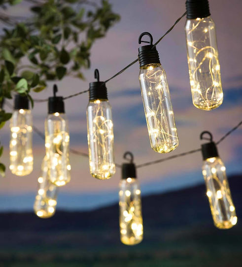 Led Light Garland Lux Model 10 Bulbs 380cm Solar Powered Warm White Light R
