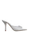 Mules with High Heel in Silver Color