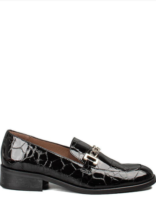 Leather Women's Loafers in Black Color