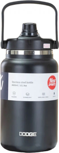 Bottle Thermos Stainless Steel / Plastic 4.6lt Black with Straw