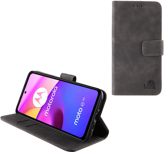 Lime Essential Magnet Brieftasche Synthetisches Leder Gray (Moto E40)