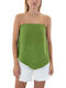 Damen Bluse Trägerlos Green