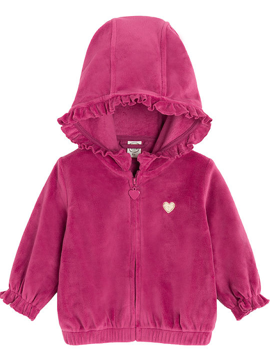 Kinderstrickjacke mit Kapuze Lila