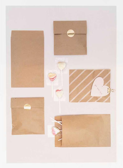Large Kraft Paper Bags with Gold Stickers, Pack of 24