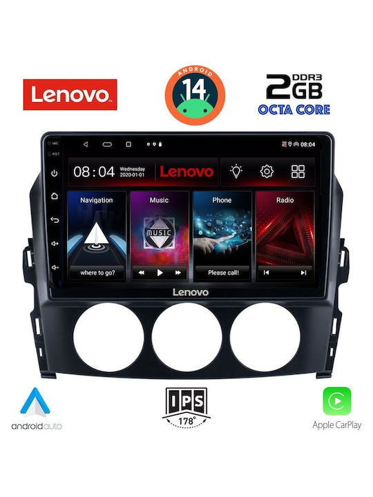 Lenovo Auto-Audiosystem für Mazda MX-5 2005-2015 (Bluetooth/USB/AUX/WiFi/GPS/Apple-Carplay/Android-Auto) mit Touchscreen 9"