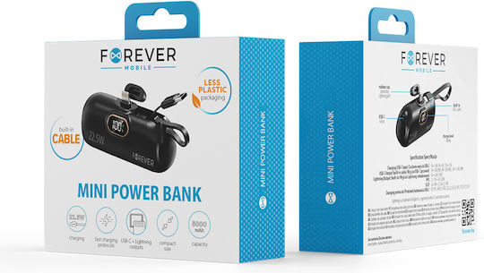 Forever MTB-100 Lightning Power Bank 5000mAh 22.5W Μαύρο