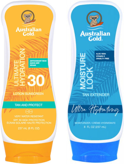 Australian Gold Spf30 Sunscreen Cream + Moisture Lock 237ml