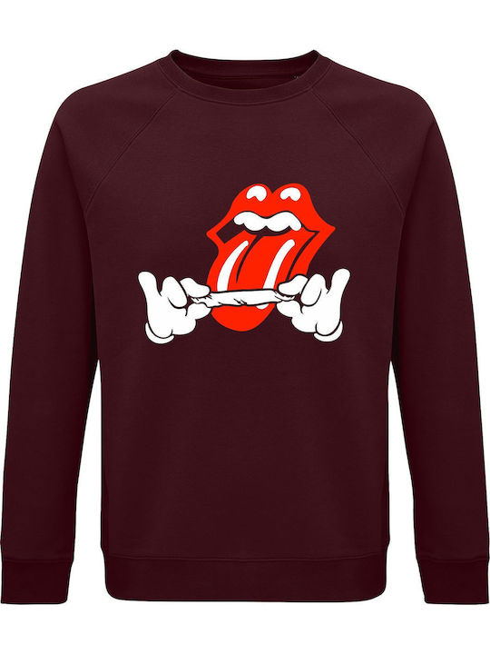Rolling Stoned Rolling Stones Weed Φούτερ Rolling Stones Μπορντό