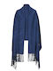 Colored Pocke Frauen Wollschal Blau