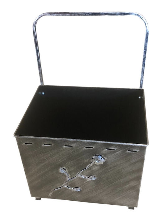 Metallisch Box Holzlagerung 61x44x94cm Silber