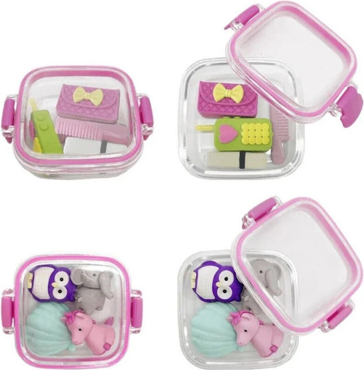 Metron Kids Eraser Set 3-4pcs Plastic Box Various Designs Girls 7.092394