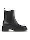 Milah Leather Women's Chelsea Ankle Boots with Medium Heel Black
