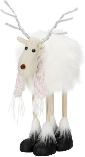 Christmas Figurine White Reindeer with Scarf Height 48cm