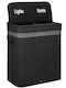 Coș de Rufe Bambus 100l cu Capac 54x35x60cm Negru