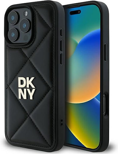 DKNY Quilted Stack Logo Back Cover Δερματίνης Μαύρο (iPhone 16 Pro Max)
