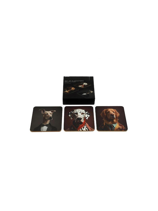 Atmosphera Dog Head Rund Untersetzer Hölzernes 10cm 6 Stück