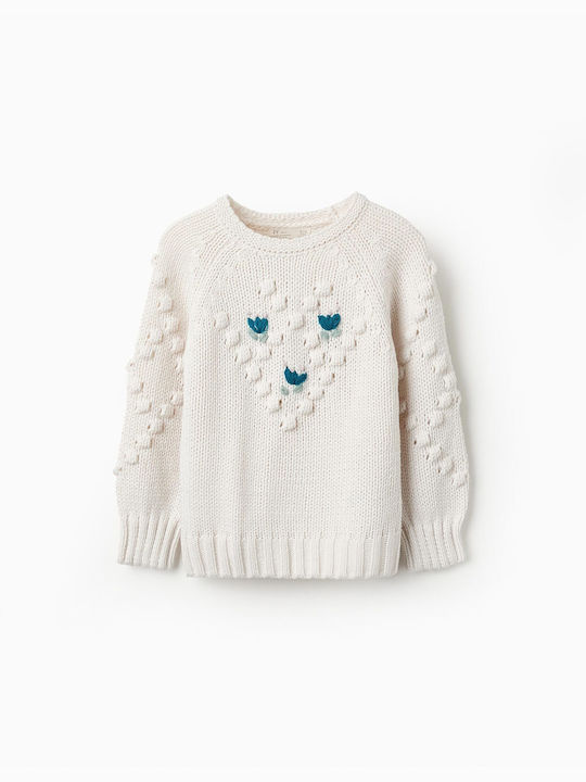 Zippy Children's Sweater Long Sleeve White