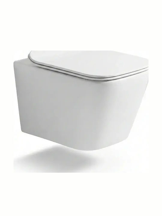 Siamp Λεκάνη Κρεμαστή Rimless με Slim Κάλυμμα Duroplast Soft Close Λευκή Siamp Λεκάνη Κρεμαστή Rimless με Slim Κάλυμμα Duroplast Soft Close Λευκή