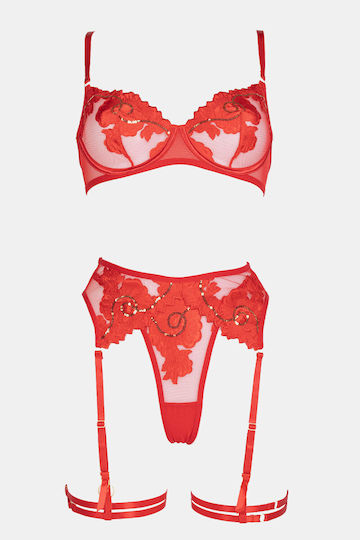 Decoro Sexy Dessous-Set mit Straps Rot