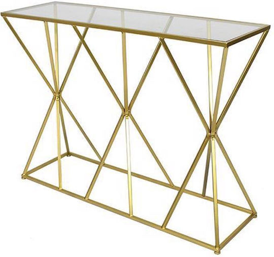 Estheti Home Конзолна Маса Метална Златиста Стъклен Плот 107x32x78cm 750-27012